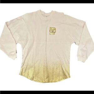 Disney WDW Golden Logo Pink & Gold Spirit Jersey Top XS NWT Glittery Sprinkle